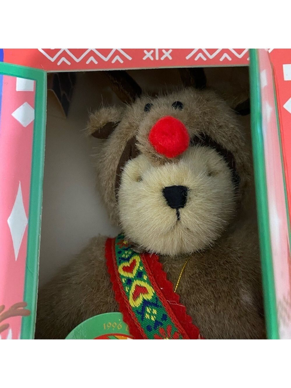 NWT NIB Muffy Plush Stuffed Animal Red-Nosed ReinBear One Size Brown - Picture 5 of 6